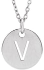 14K Gold Initial V Necklace or Pendant - White Gold