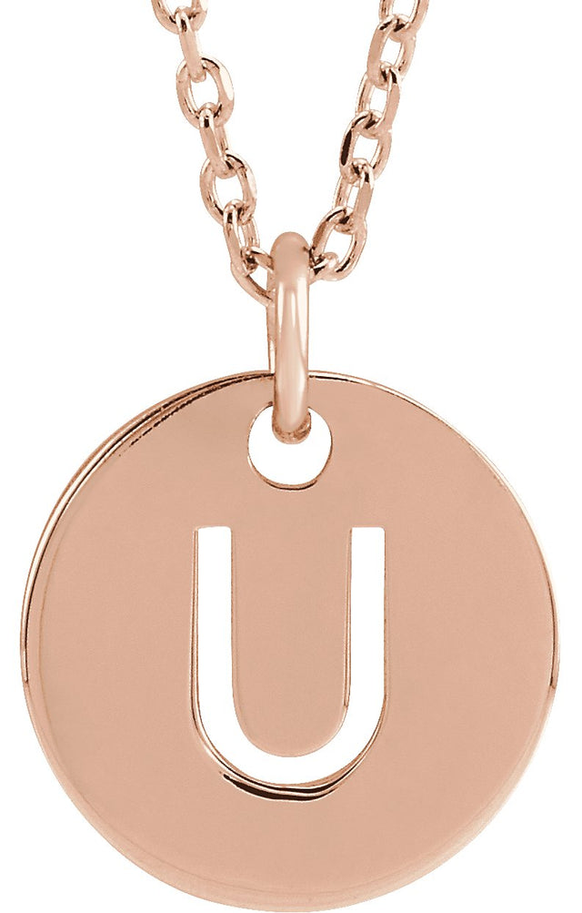 14K Gold Initial U Necklace or Pendant - Rose Gold