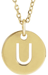 14K Gold Initial U Necklace or Pendant - Yellow Gold