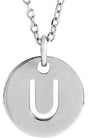 14K Gold Initial U Necklace or Pendant - White Gold