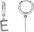 18K Gold Initial E Huggie Earrings - White Gold