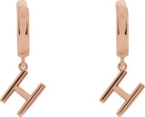 14K Gold Initial Huggie Earrings - Rose Gold - view 3