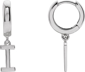 Platinum Initial I Huggie Earrings