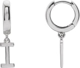 14K Gold Initial I Huggie Earrings - White Gold