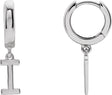 18K Gold Initial I Huggie Earrings - White Gold