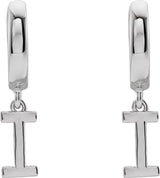 18K Gold Initial I Huggie Earrings - White Gold - view 3