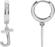 Platinum Initial J Huggie Earrings