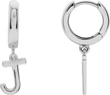 14K Gold Initial J Huggie Earrings - White Gold