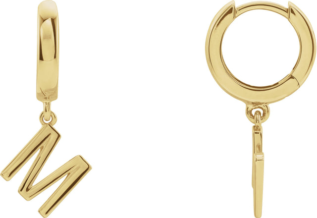 14K Gold Initial M Huggie Earrings - Yellow Gold