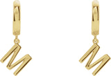 18K Gold Initial M Huggie Earrings - Yellow Gold - view 2
