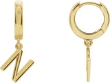 14K Gold Initial N Huggie Earrings - Yellow Gold