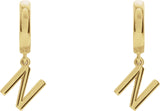18K Gold Initial N Huggie Earrings - Yellow Gold - view 2