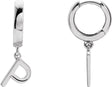 18K Gold Initial P Huggie Earrings - White Gold