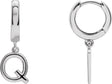 18K Gold Initial Q Huggie Earrings - White Gold