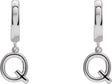 14K Gold Initial Q Huggie Earrings - White Gold
