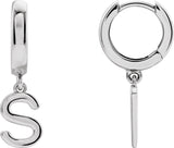 14K Gold Initial S Huggie Earrings - White Gold