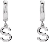 18K Gold Initial S Huggie Earrings - White Gold - view 3