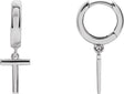 Platinum Initial T Huggie Earrings