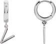 18K Gold Initial V Huggie Earrings - White Gold
