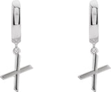 18K Gold Initial X Huggie Earrings - White Gold - view 3