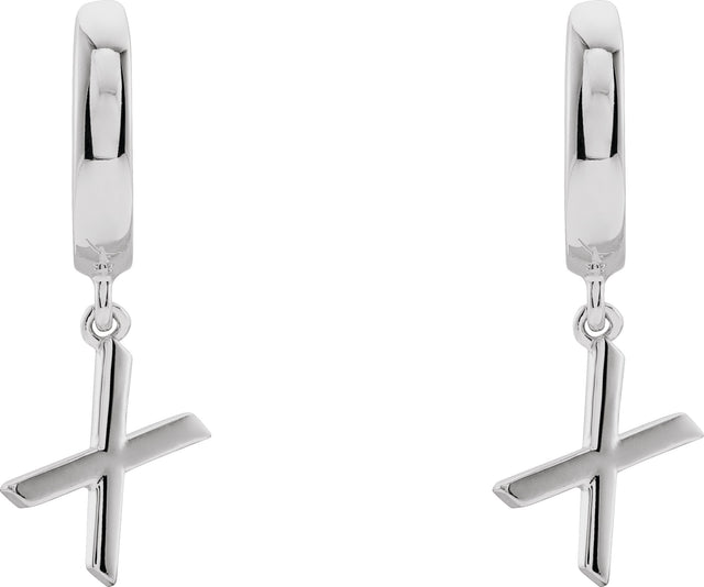 18K Gold Initial X Huggie Earrings - White Gold - view 3