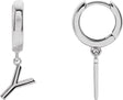 18K Gold Initial Y Huggie Earrings - White Gold