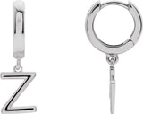 18K Gold Initial Z Huggie Earrings - White Gold