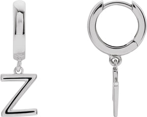 14K Gold Initial Z Huggie Earrings - White Gold