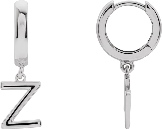 14K Gold Initial Z Huggie Earrings - White Gold