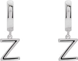 18K Gold Initial Z Huggie Earrings - White Gold - view 3