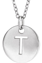 14K Gold Initial T Necklace or Pendant - White Gold