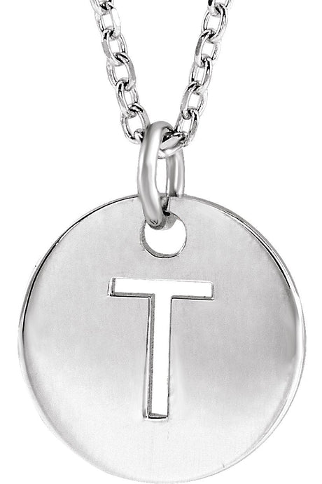 14K Gold Initial T Necklace or Pendant - White Gold