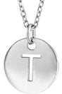 14K Gold Initial T Necklace or Pendant - White Gold