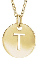 14K Gold Initial T Necklace or Pendant - Yellow Gold