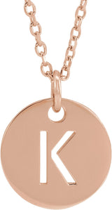14K Gold Initial K Necklace or Pendant - Rose Gold