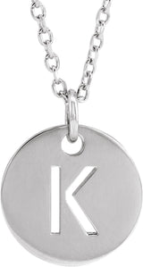 14K Gold Initial K Necklace or Pendant - White Gold