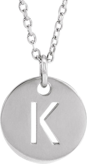 14K Gold Initial K Necklace or Pendant - White Gold