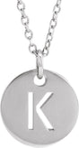 14K Gold Initial K Necklace or Pendant - White Gold