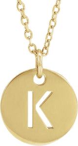 14K Gold Initial K Necklace or Pendant - Yellow Gold
