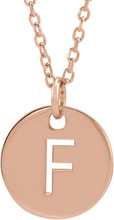 14K Gold Initial F Necklace or Pendant - Rose Gold