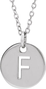 14K Gold Initial F Necklace or Pendant - White Gold