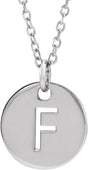 14K Gold Initial F Necklace or Pendant - White Gold