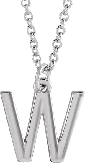 Platinum Initial W Necklace
