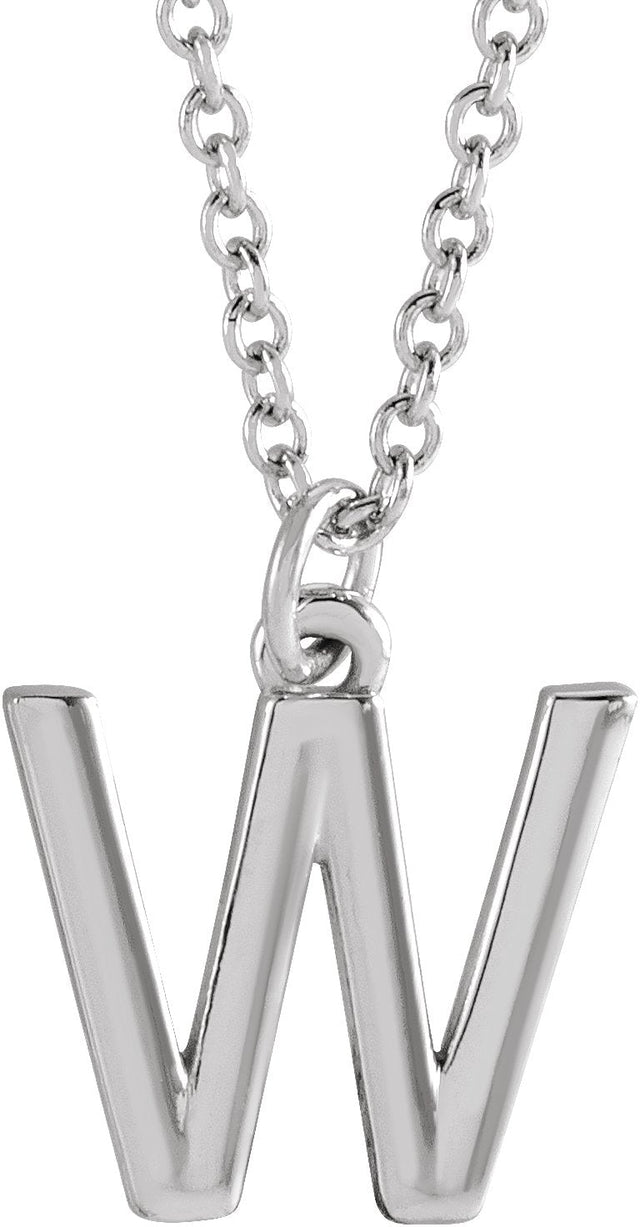 Platinum Initial W Necklace