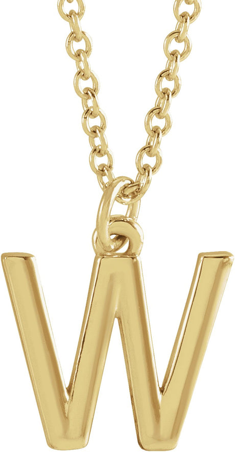 14K Gold Initial W Necklace – 9.5x9.5mm - Yellow Gold
