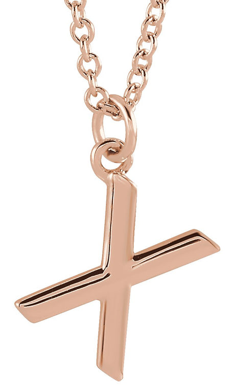14K Gold Initial X Necklace – 9.2x7.6mm - Rose Gold