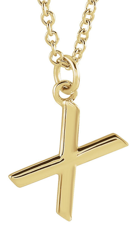 14K Gold Initial X Necklace – 9.2x7.6mm - Yellow Gold