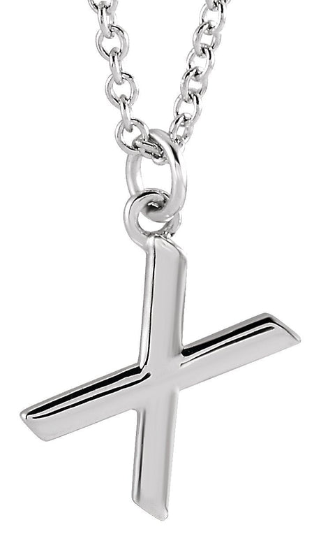 14K Gold Initial X Necklace – 9.2x7.6mm - White Gold