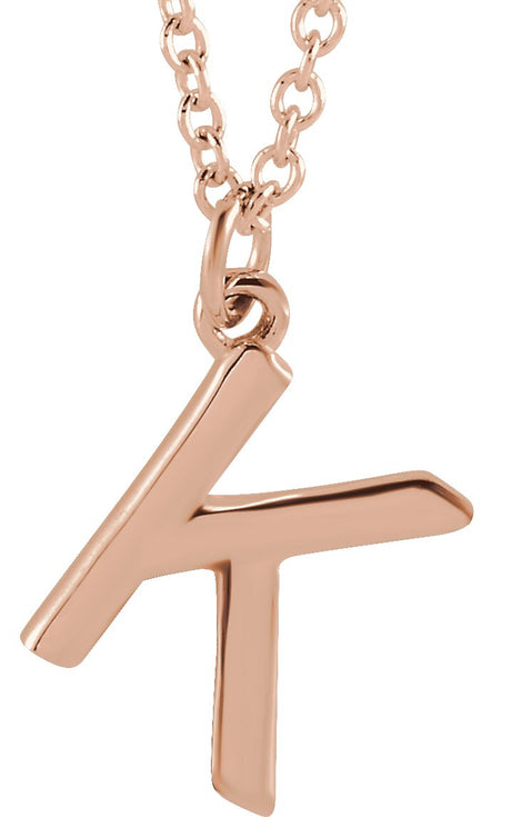 14K Gold Initial K Necklace – 9.2x7.6mm - Rose Gold
