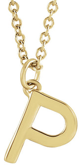14K Gold Initial P Necklace – 9.2x7.1mm - Yellow Gold